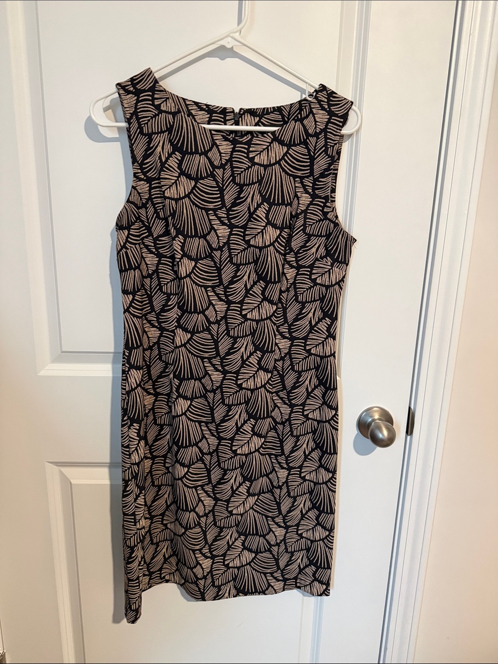 connected apparel Black Dress with Beige Leaf Pattern